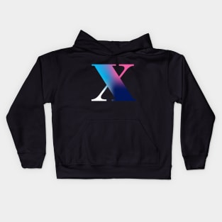 Capital Letter X Monogram Gradient Pink Blue White Kids Hoodie